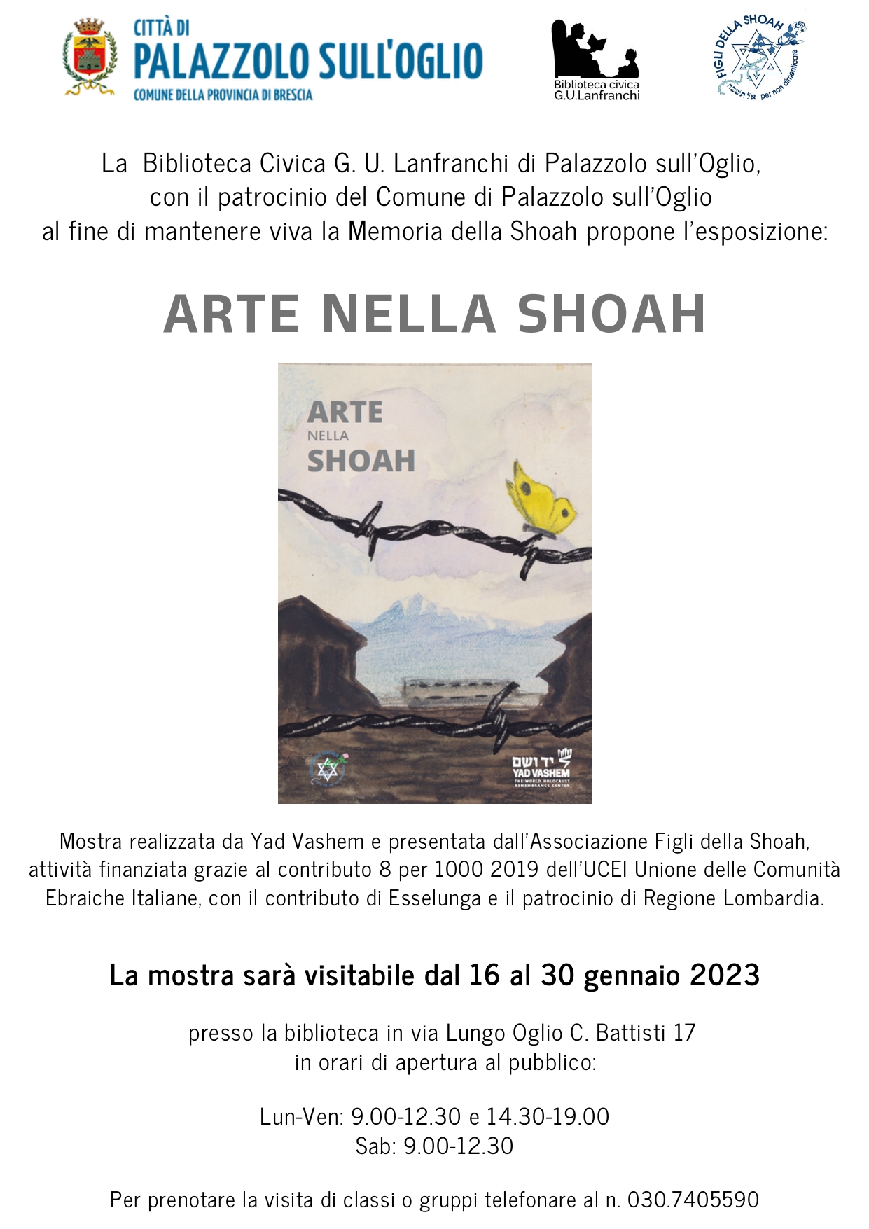 Mostra "Arte nella Shoah" a Palazzolo Sull'Oglio